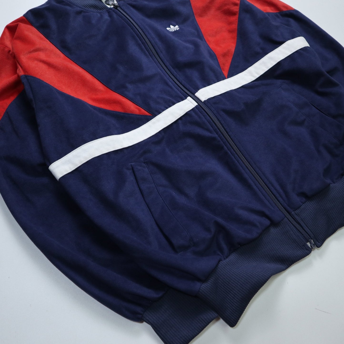 80s Adidas 藍紅拼色絨布運動外套 - 富士鳥古著