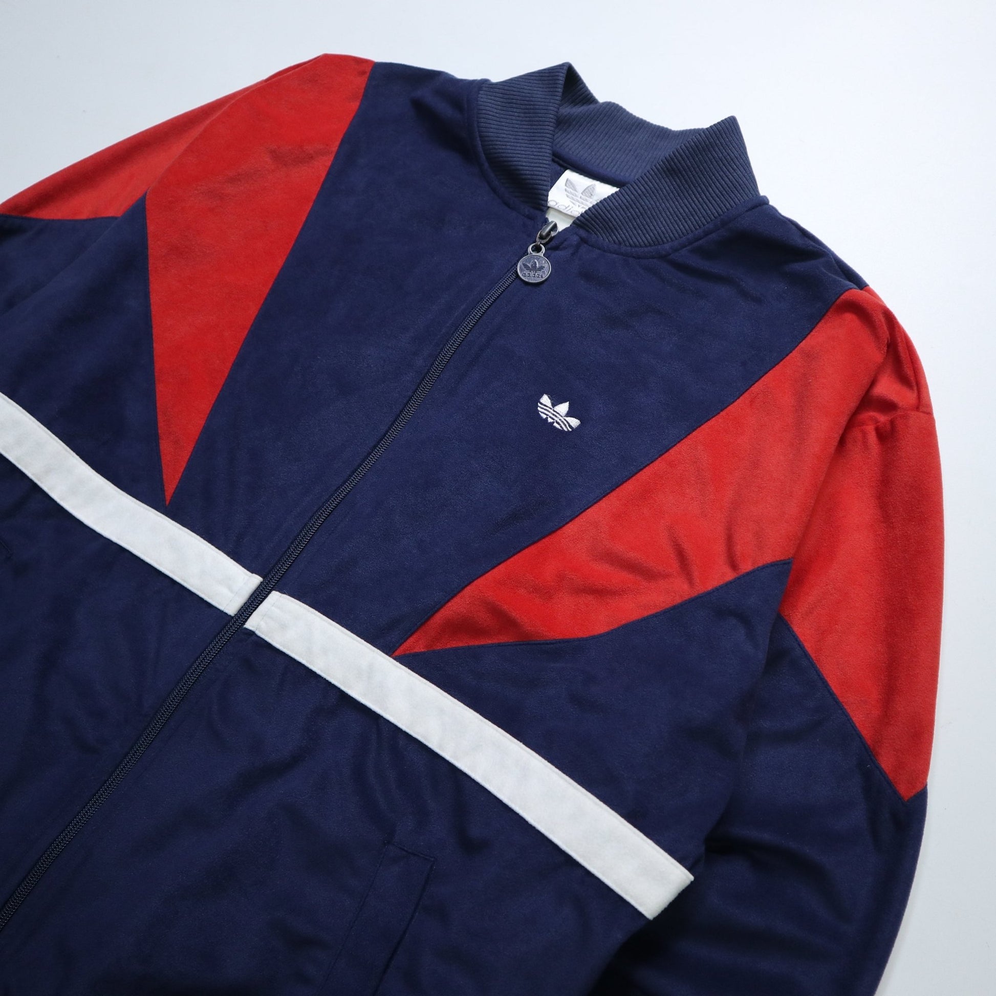 80s Adidas 藍紅拼色絨布運動外套 - 富士鳥古著