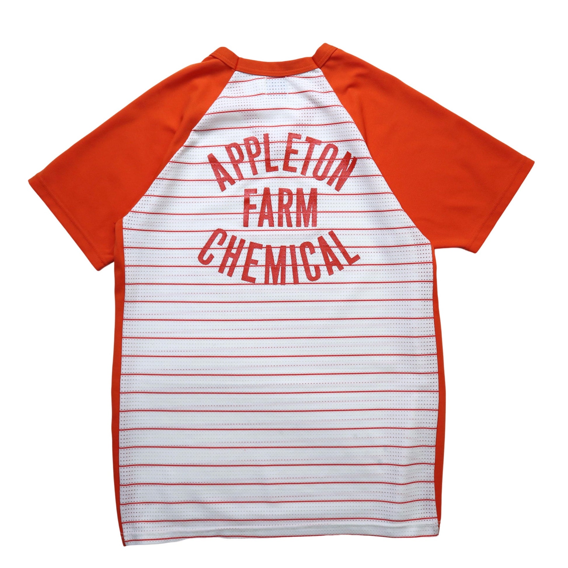 80s APPLETON FARM CHEMICAL 橘白色條紋 網洞T-Shirt - 富士鳥古著