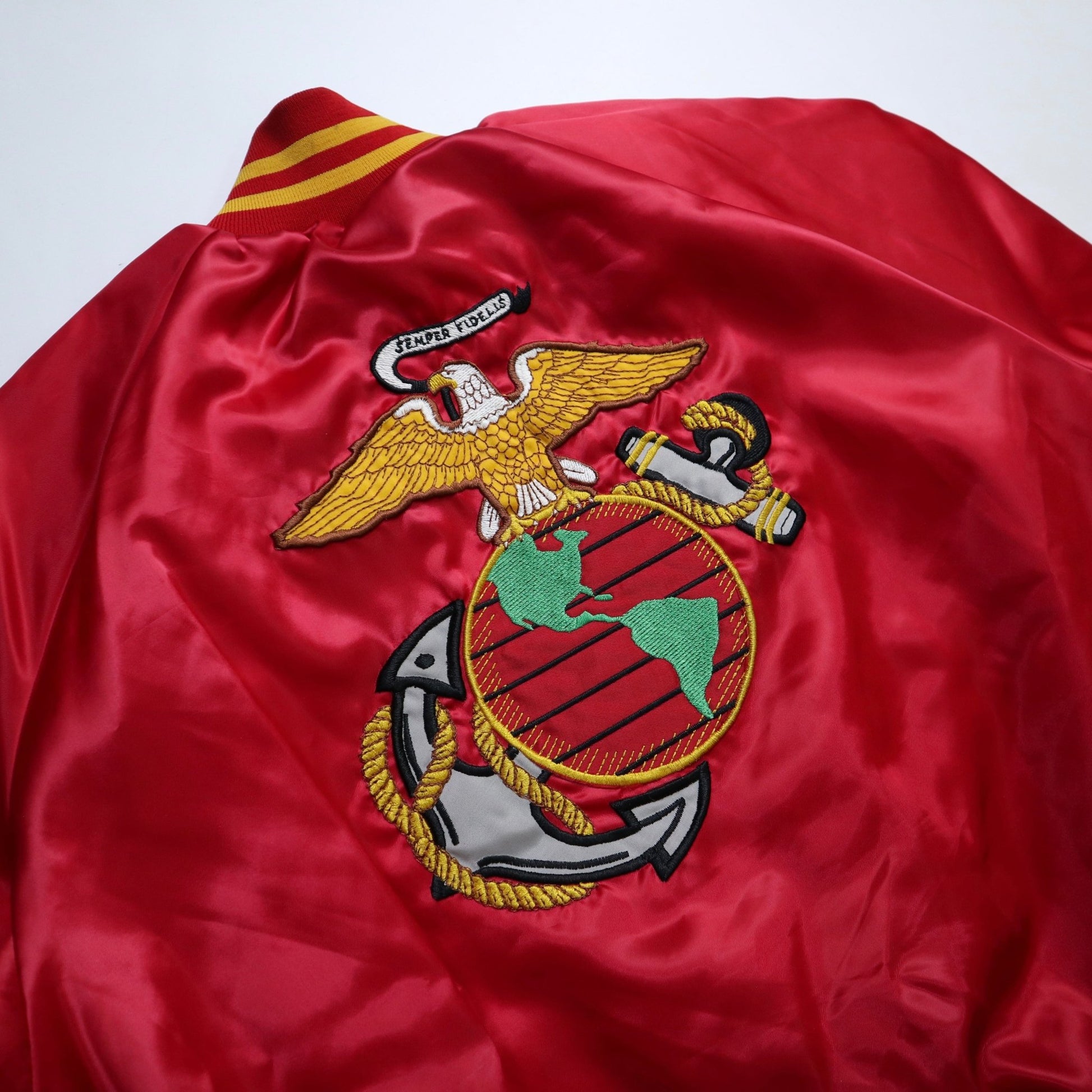 80s ARTEX 美國製 美國海軍陸戰隊紀念緞面夾克 - 富士鳥古著