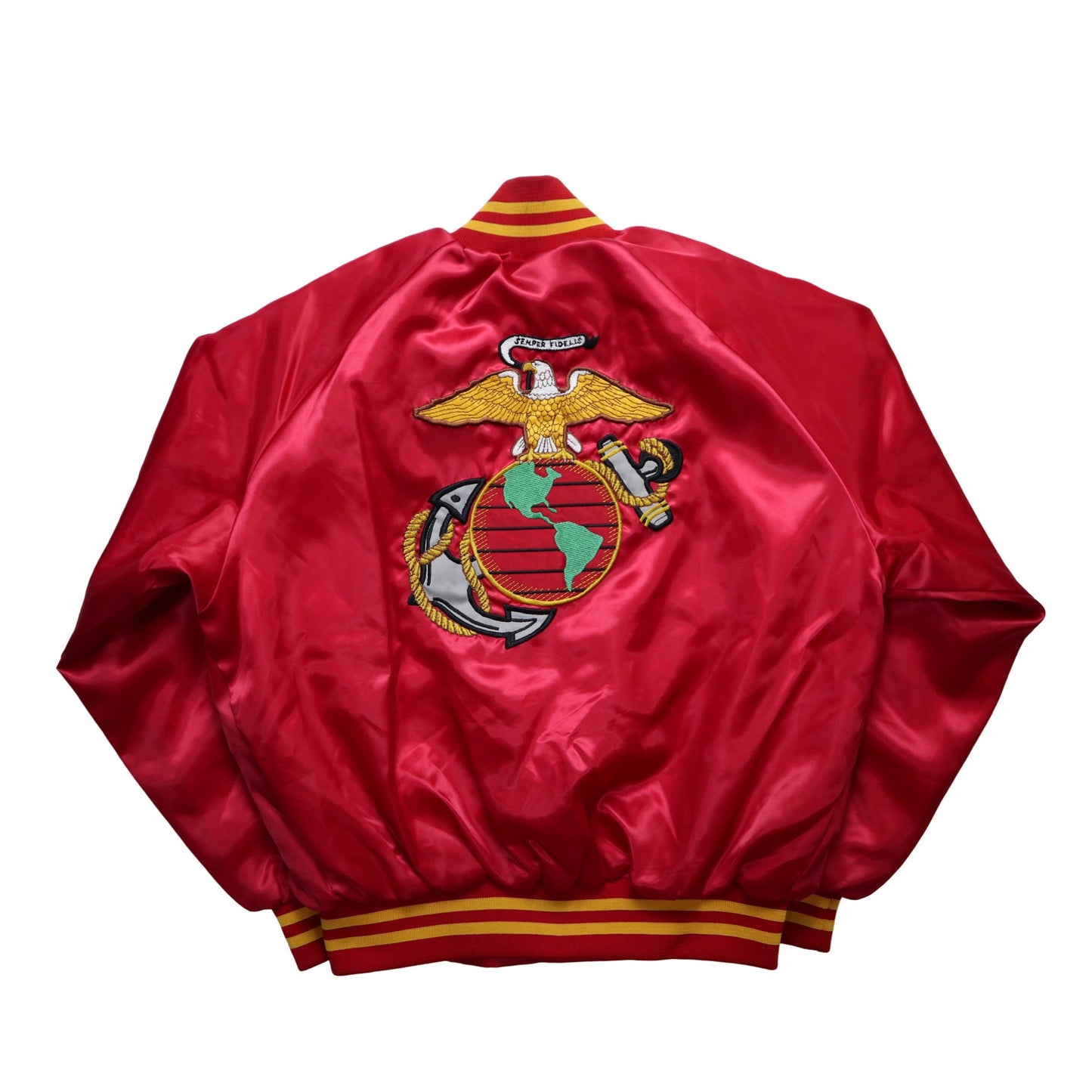 80s ARTEX 美國製 美國海軍陸戰隊紀念緞面夾克 - 富士鳥古著