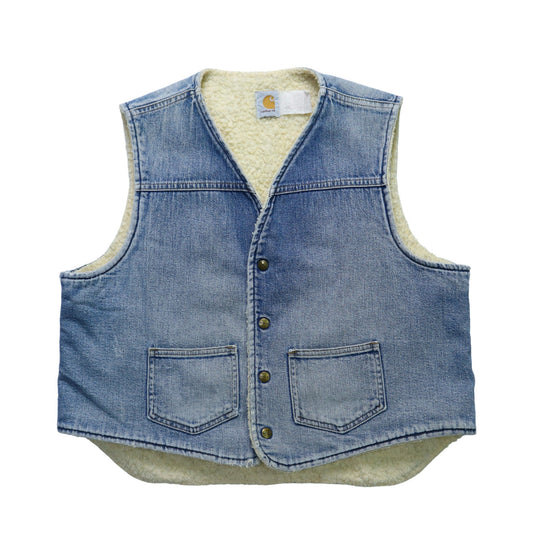 80s Carhartt 美國製 丹寧羔羊背心 - 富士鳥古著