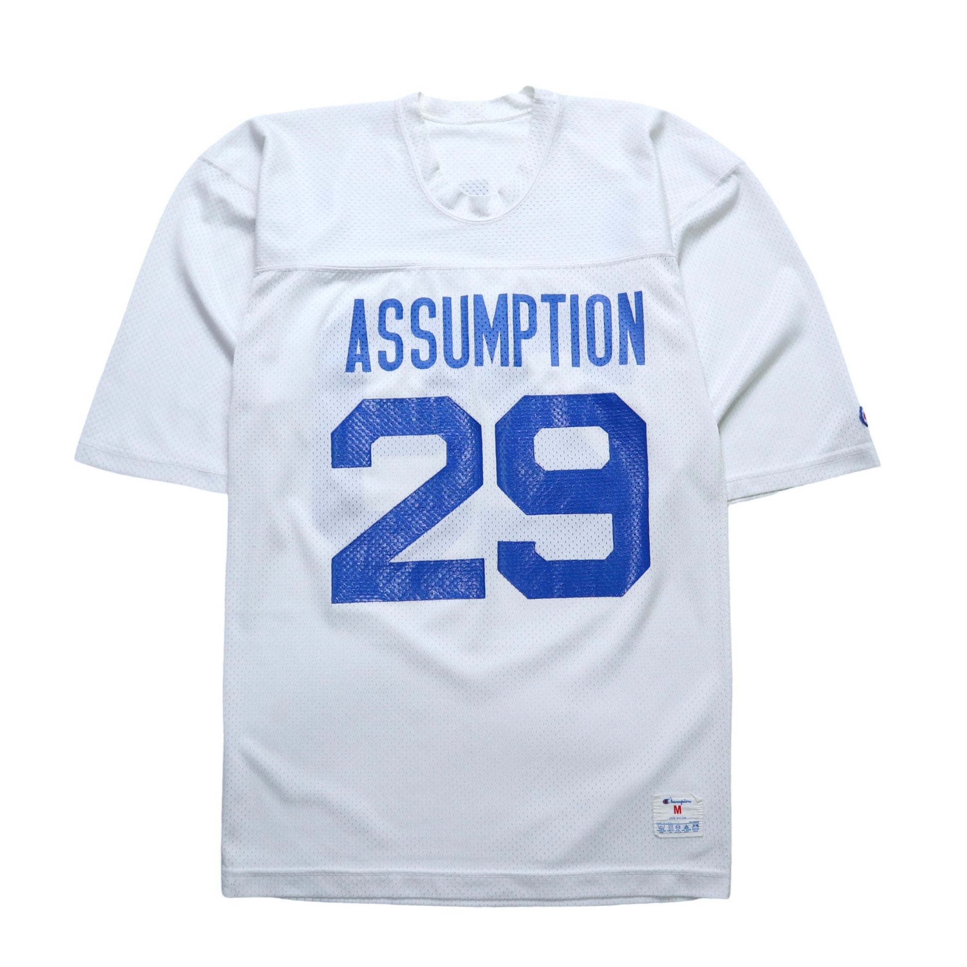 80s 美國製 Champion Assumption University 白色網洞美式足球衣 - 富士鳥古著