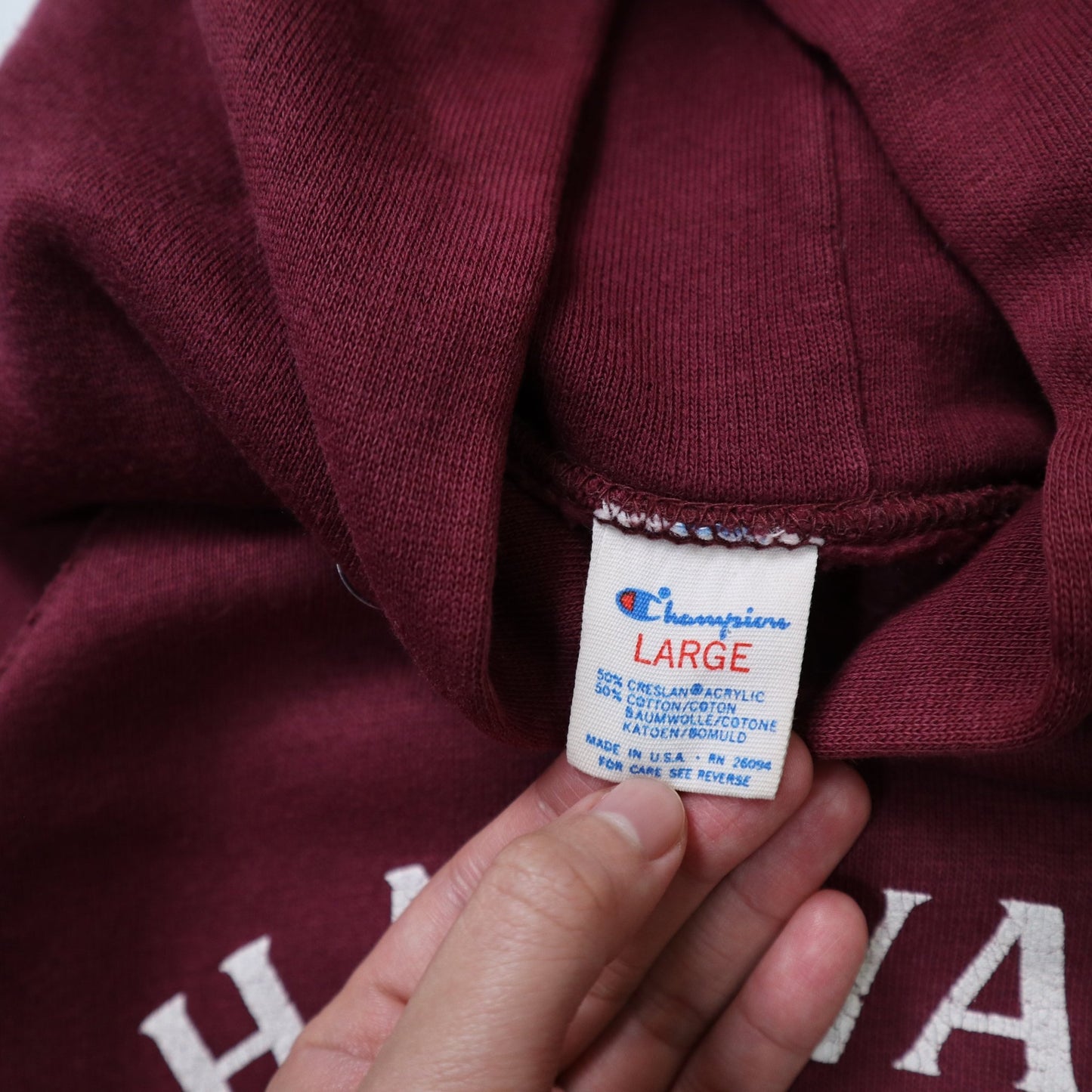 80s Champion 美國製 Harvard 酒紅色連帽衛衣 帽tee - 富士鳥古著