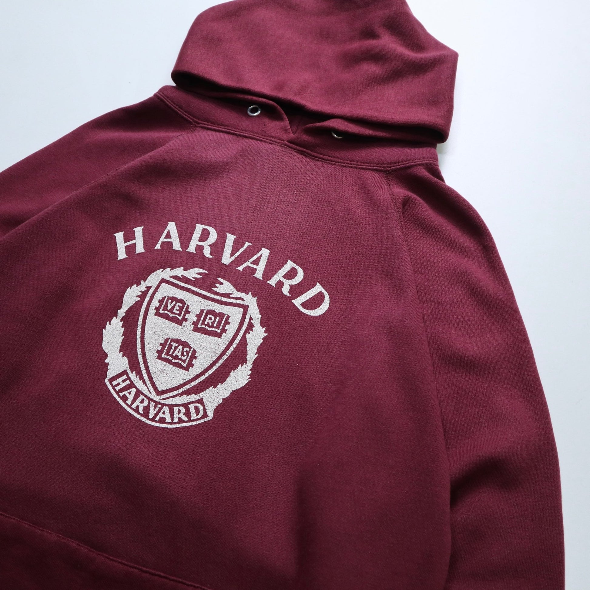 80s Champion 美國製 Harvard 酒紅色連帽衛衣 帽tee - 富士鳥古著