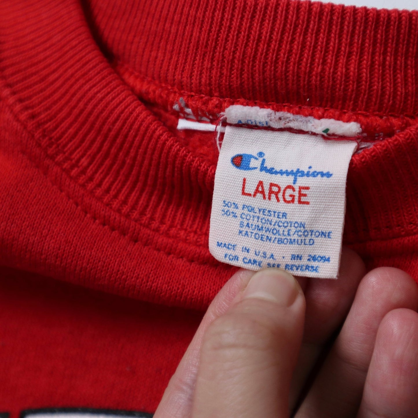 80s Champion 美國製 Rutgers University 紅色圓領衛衣 - 富士鳥古著