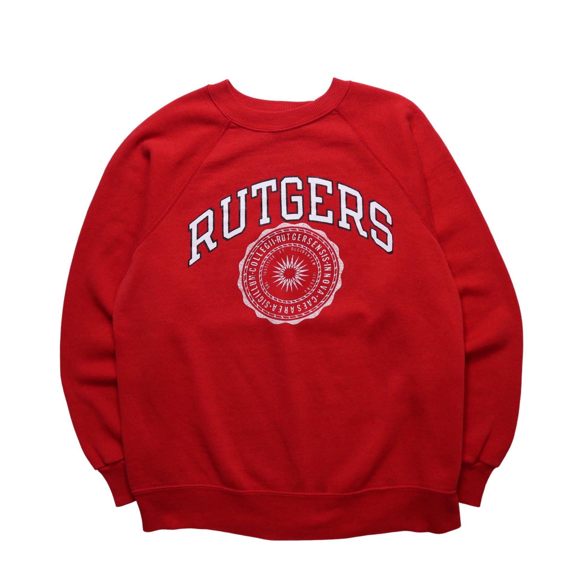 80s Champion 美國製 Rutgers University 紅色圓領衛衣 - 富士鳥古著