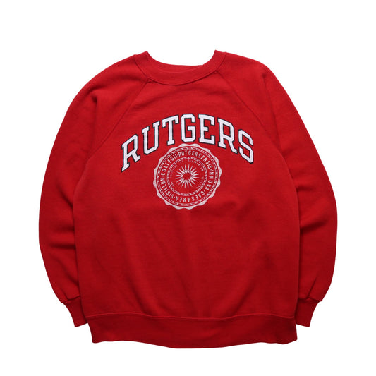 80s Champion 美國製 Rutgers University 紅色圓領衛衣 - 富士鳥古著