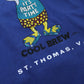 80s 美國製 聖托馬斯島COOL BREW 藍底鴨子膠印tee - 富士鳥古著