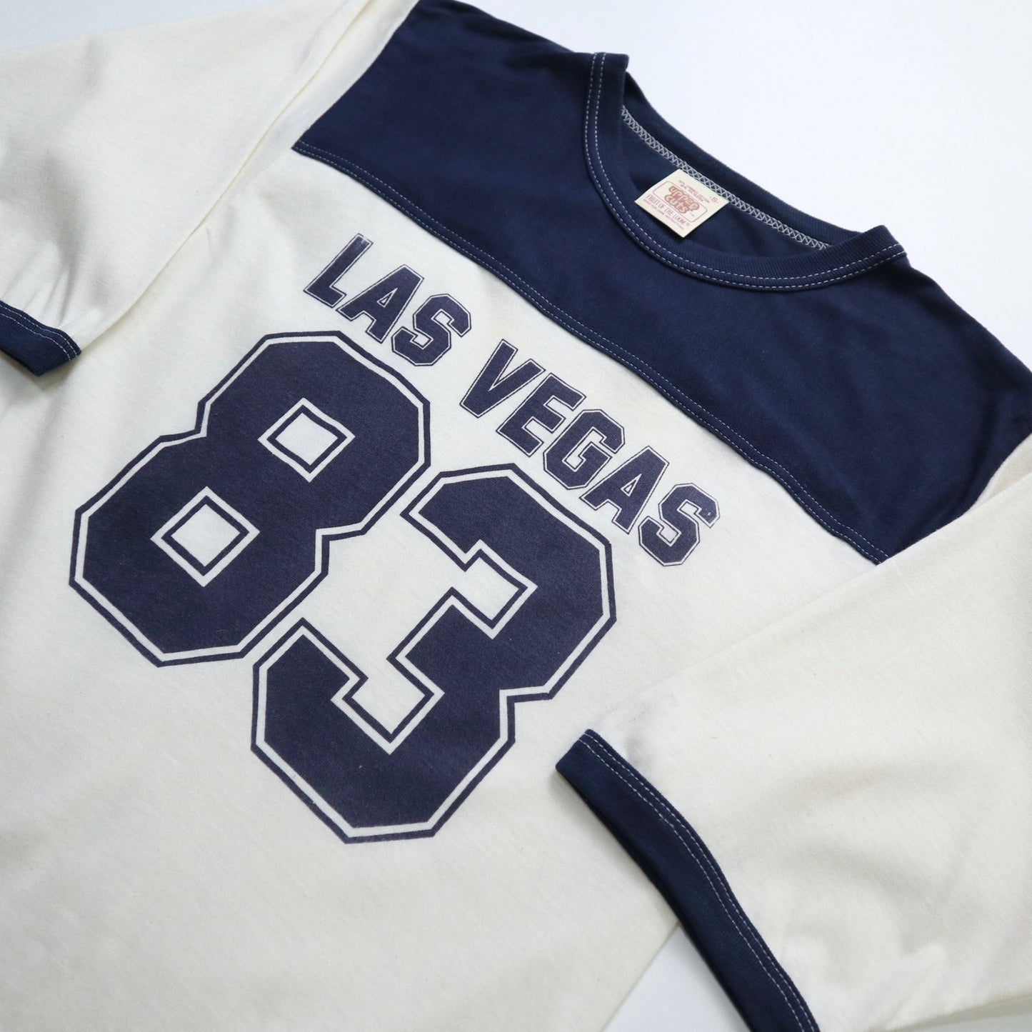 80s Fruit of the loom 美國製 Las Vegas 雙拼色美式足球tee - 富士鳥古著