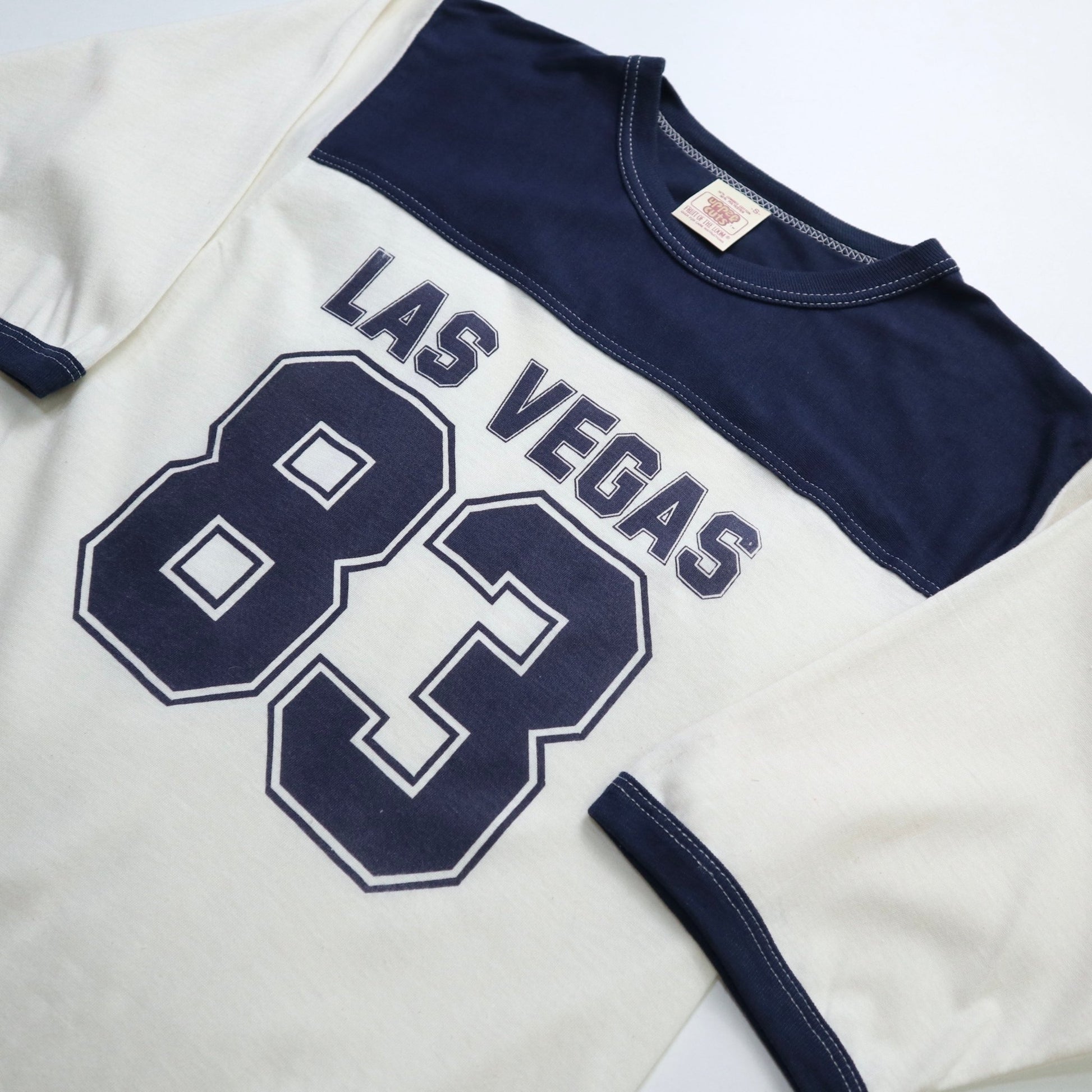 80s Fruit of the loom 美國製 Las Vegas 雙拼色美式足球tee - 富士鳥古著