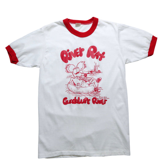 80s 美國製 Guadalupe River Rat 滾邊T-Shirt - 富士鳥古著