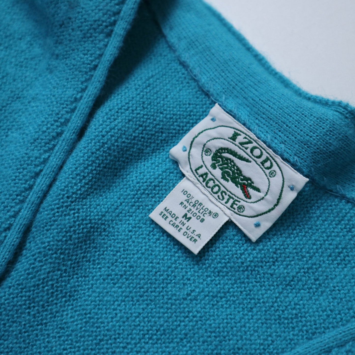 80s IZOD Lacoste 美國製 水藍色開襟衫 (M號） - 富士鳥古著