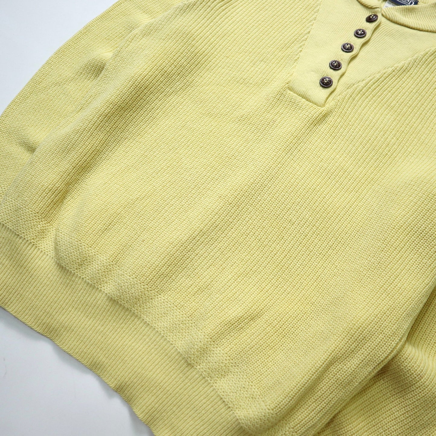 80s Lands’End 檸檬黃亨利領針織衫 - 富士鳥古著
