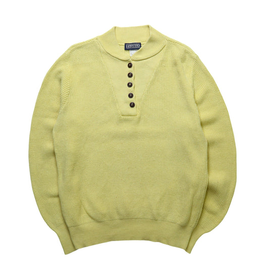 80s Lands’End 檸檬黃亨利領針織衫 - 富士鳥古著