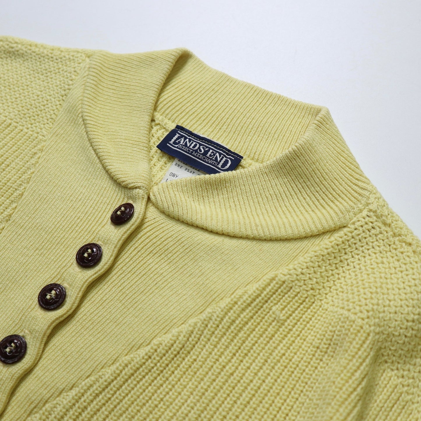 80s Lands’End 檸檬黃亨利領針織衫 - 富士鳥古著
