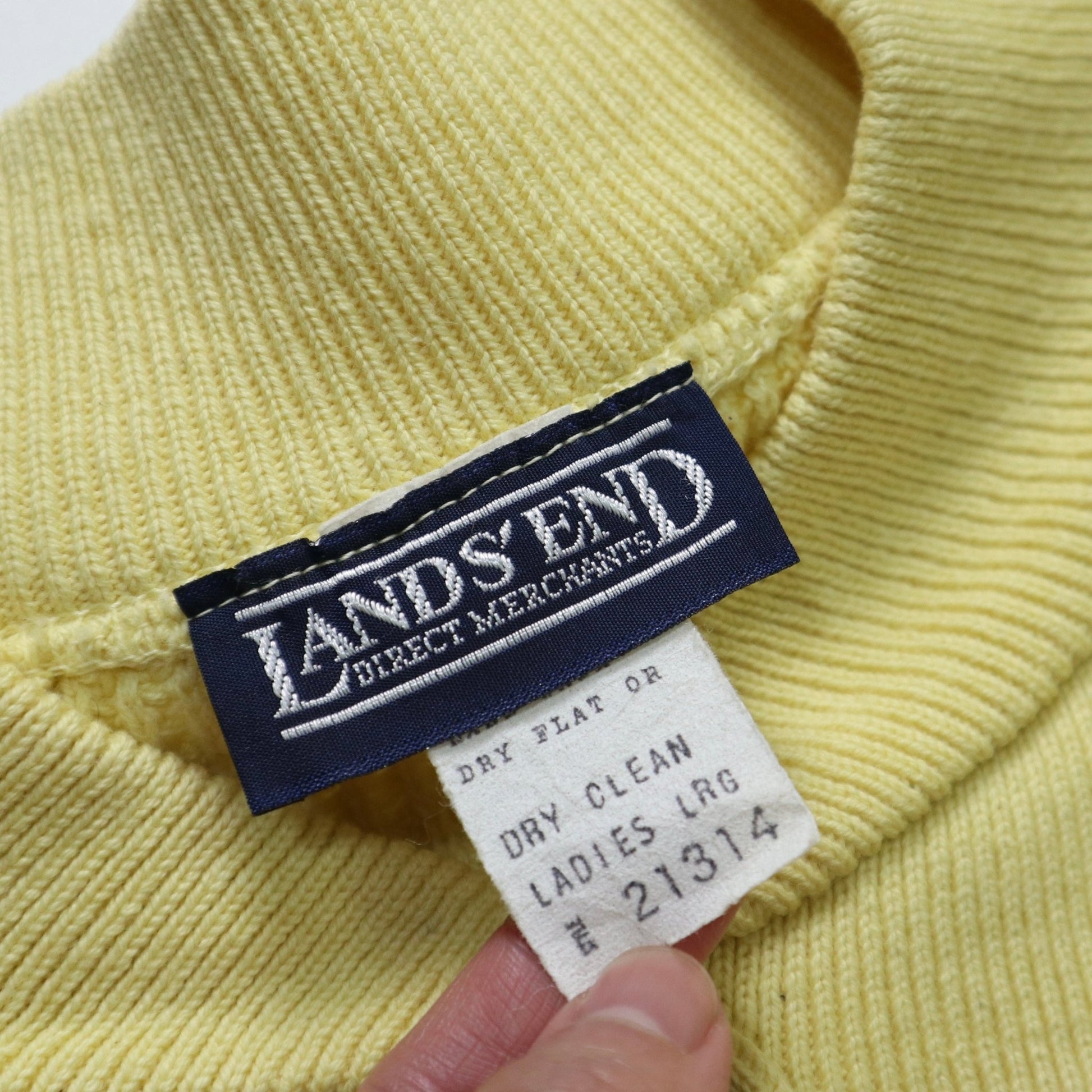 80s Lands’End 檸檬黃亨利領針織衫 - 富士鳥古著