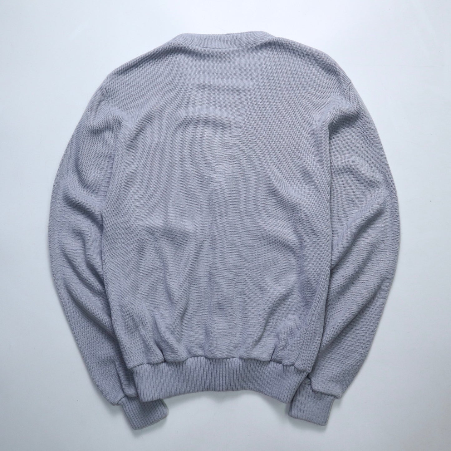 80s Leo Gemelli 英國製 藍灰色條紋開襟針織衫 針織外套 - 富士鳥古著