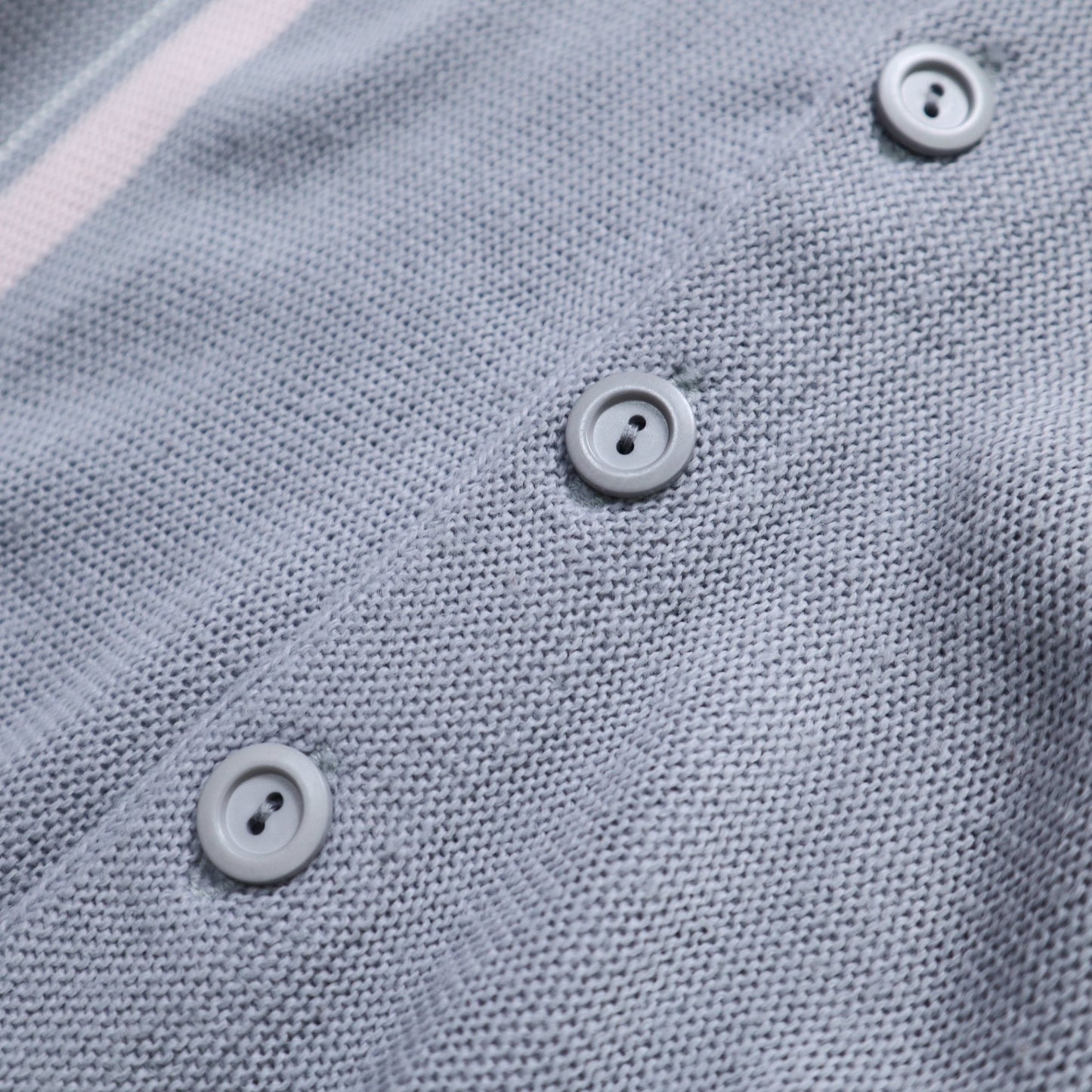 80s Leo Gemelli 英國製 藍灰色條紋開襟針織衫 針織外套 - 富士鳥古著