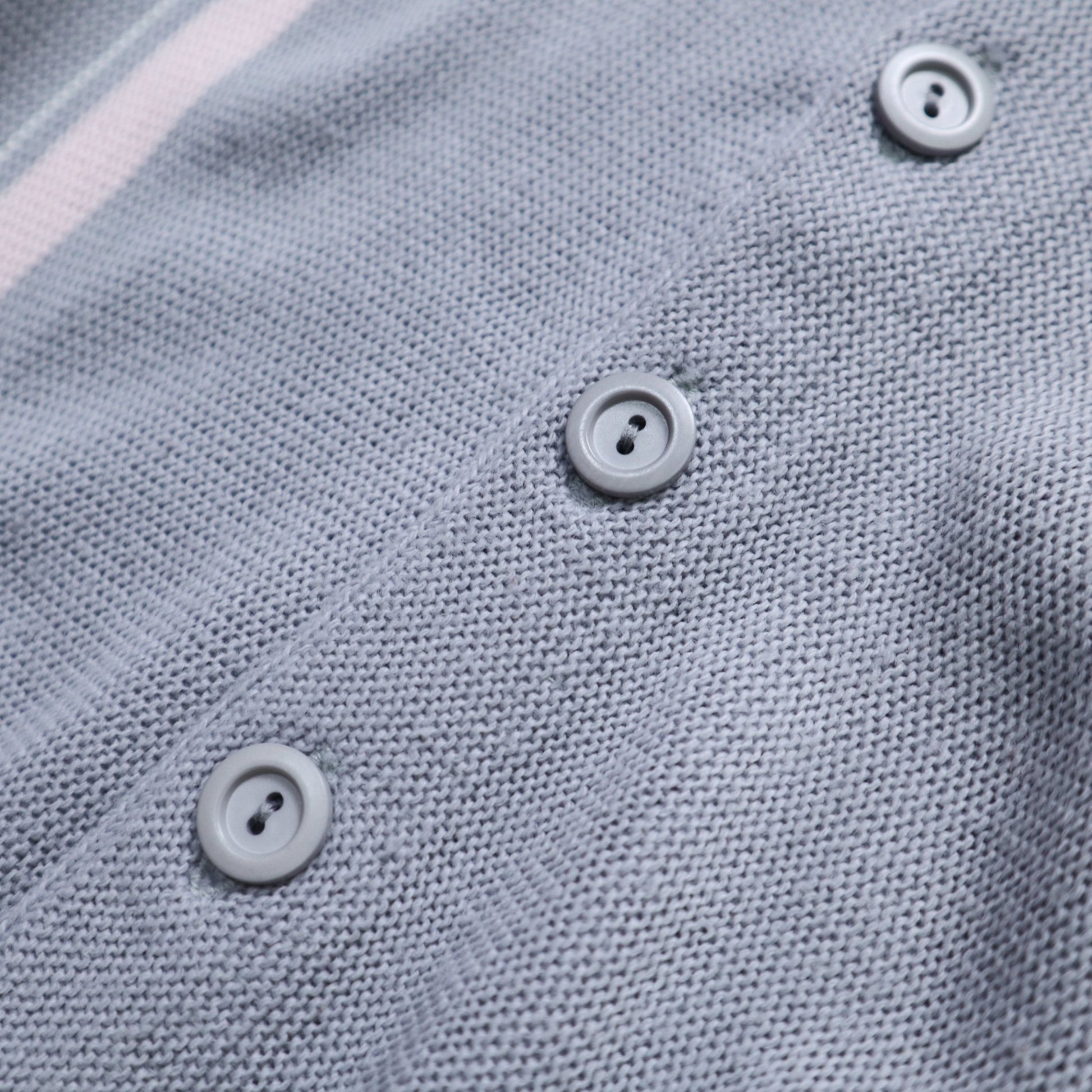 80s Leo Gemelli 英國製 藍灰色條紋開襟針織衫 針織外套 - 富士鳥古著