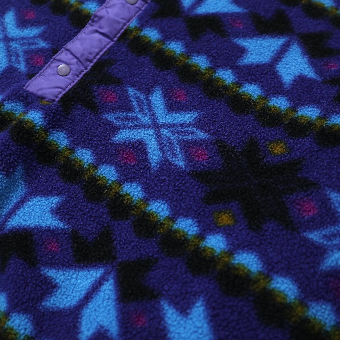 80s L.L.Bean 美國製 藍紫色幾何圖騰抓毛絨套頭衫 - 富士鳥古著