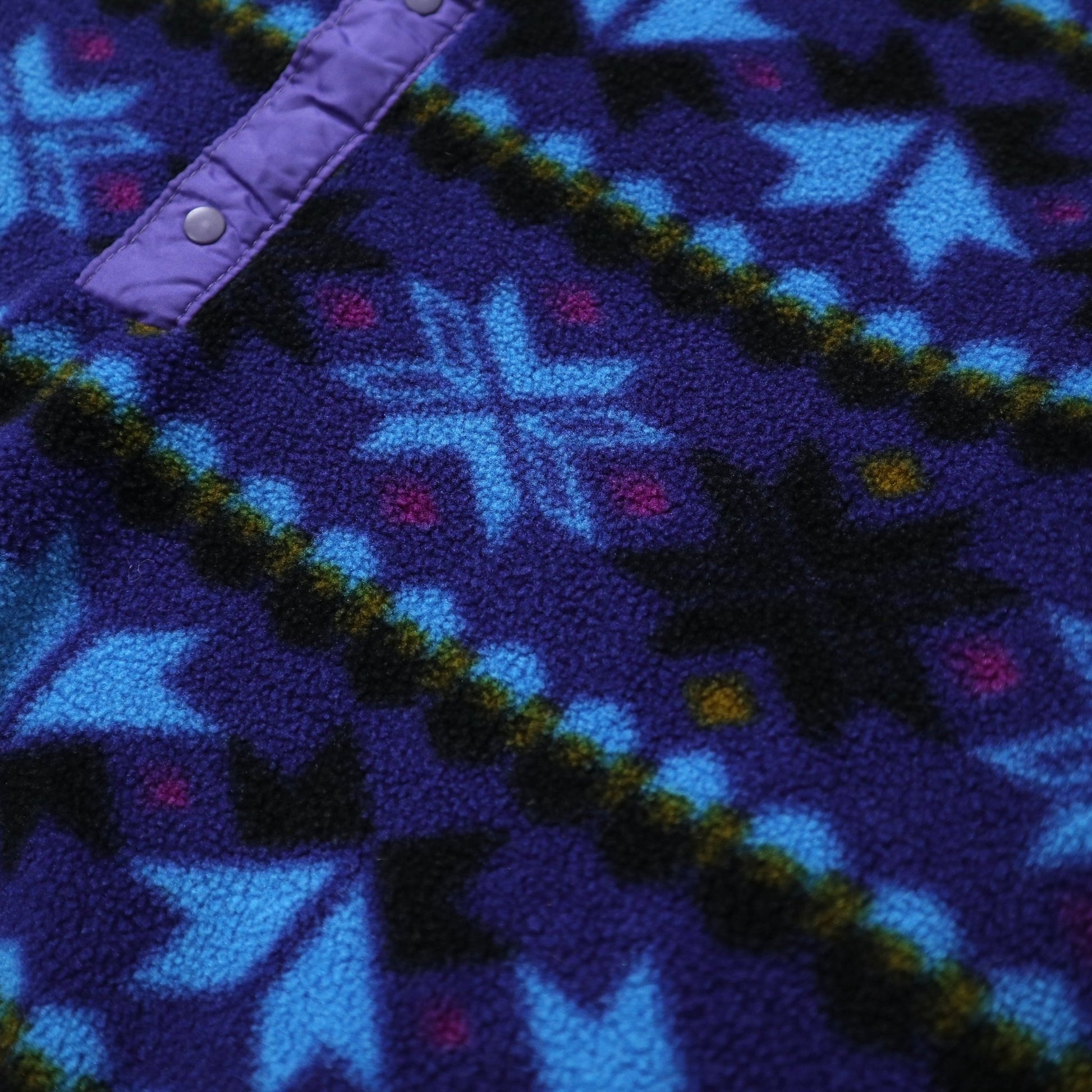 80s L.L.Bean 美國製 藍紫色幾何圖騰抓毛絨套頭衫 - 富士鳥古著