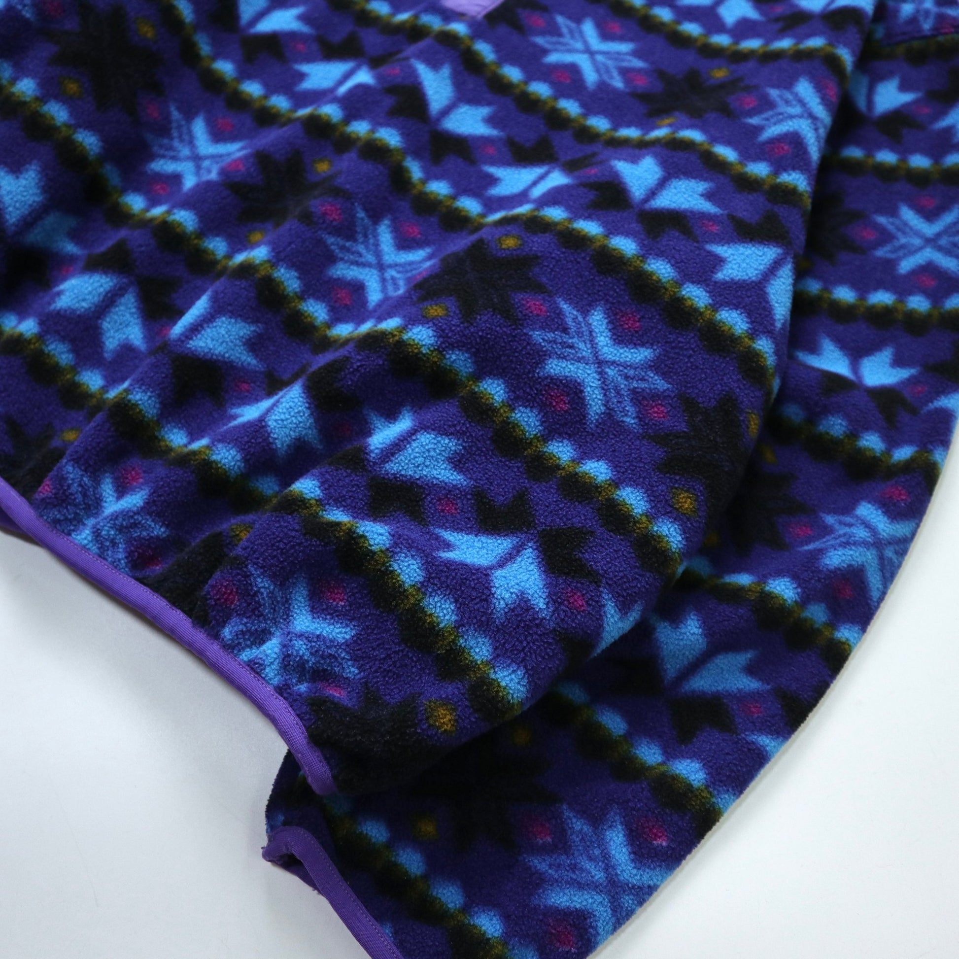 80s L.L.Bean 美國製 藍紫色幾何圖騰抓毛絨套頭衫 - 富士鳥古著