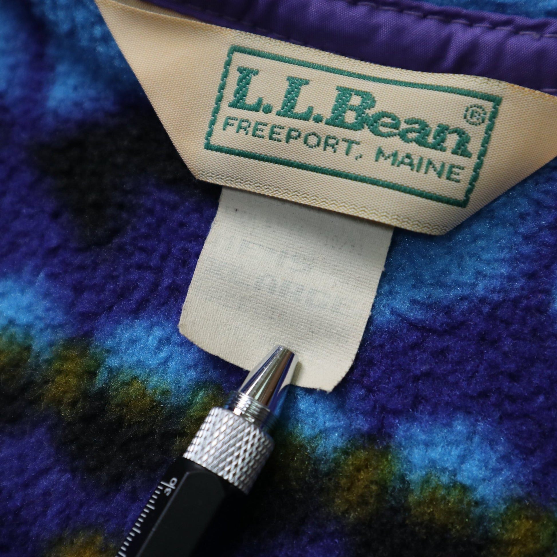 80s L.L.Bean 美國製 藍紫色幾何圖騰抓毛絨套頭衫 - 富士鳥古著