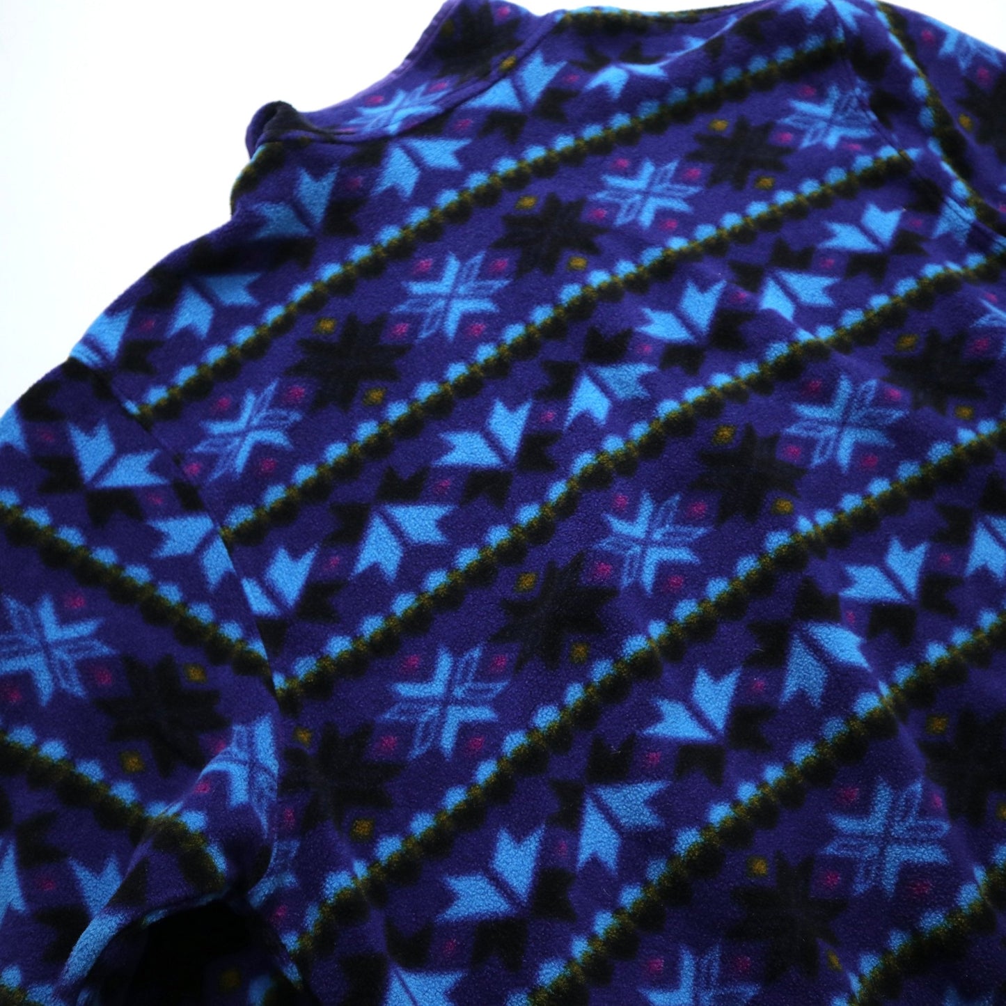 80s L.L.Bean 美國製 藍紫色幾何圖騰抓毛絨套頭衫 - 富士鳥古著
