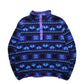 80s L.L.Bean 美國製 藍紫色幾何圖騰抓毛絨套頭衫 - 富士鳥古著