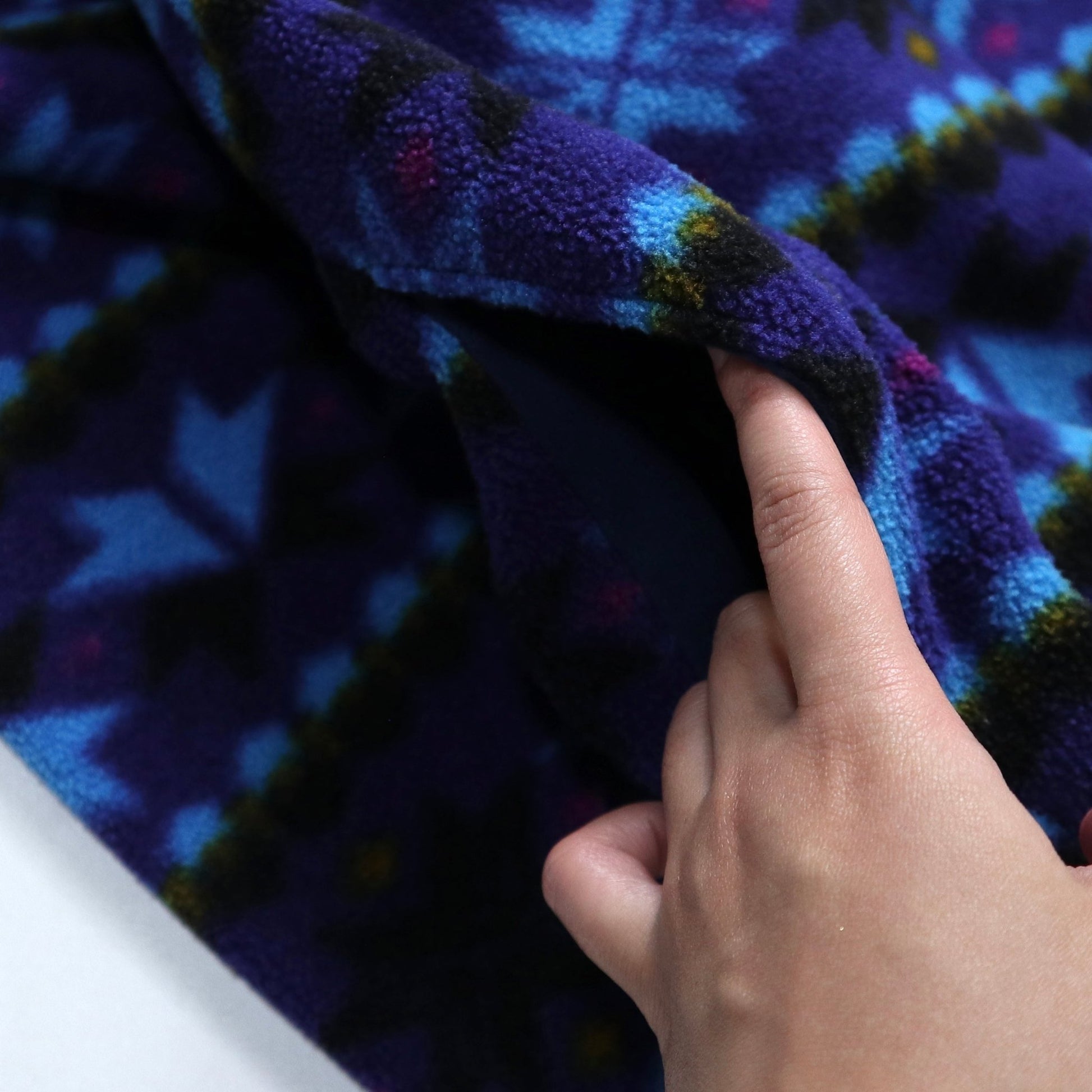 80s L.L.Bean 美國製 藍紫色幾何圖騰抓毛絨套頭衫 - 富士鳥古著