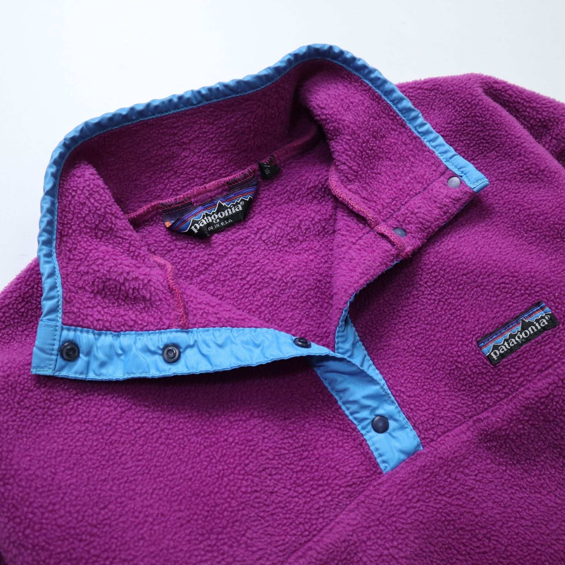 80s Patagonia 美國製 紫色抓毛絨套頭衫 - 富士鳥古著