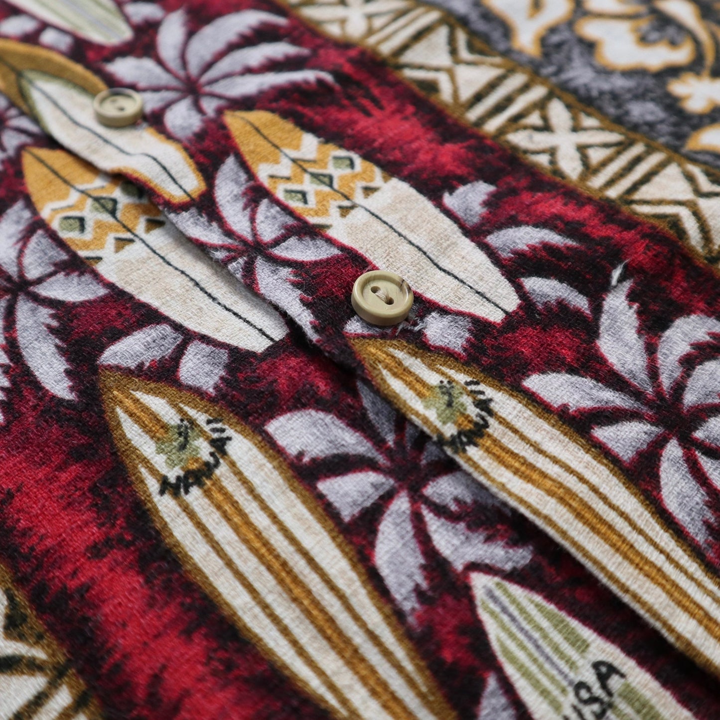80s RJC 夏威夷製 Barkcloth 扶桑花衝浪板 夏威夷襯衫 - 富士鳥古著