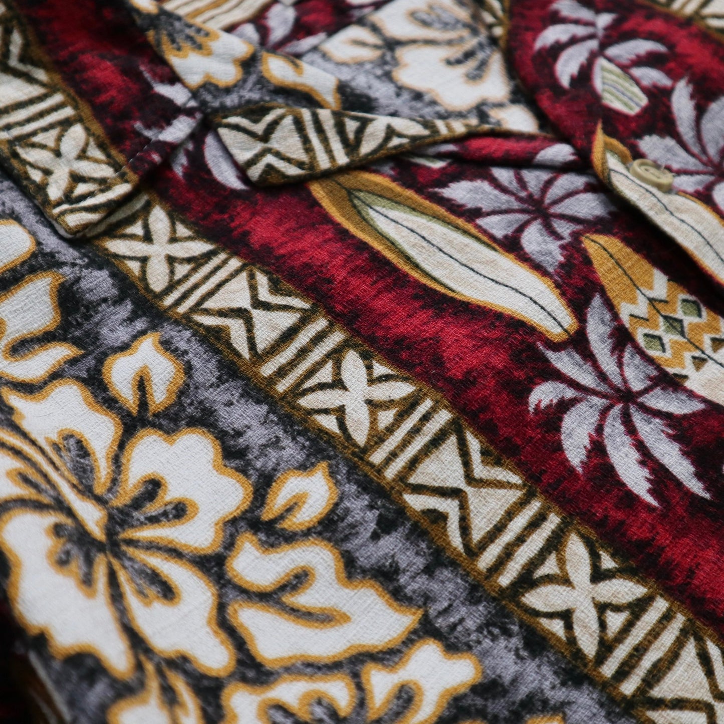 80s RJC 夏威夷製 Barkcloth 扶桑花衝浪板 夏威夷襯衫 - 富士鳥古著