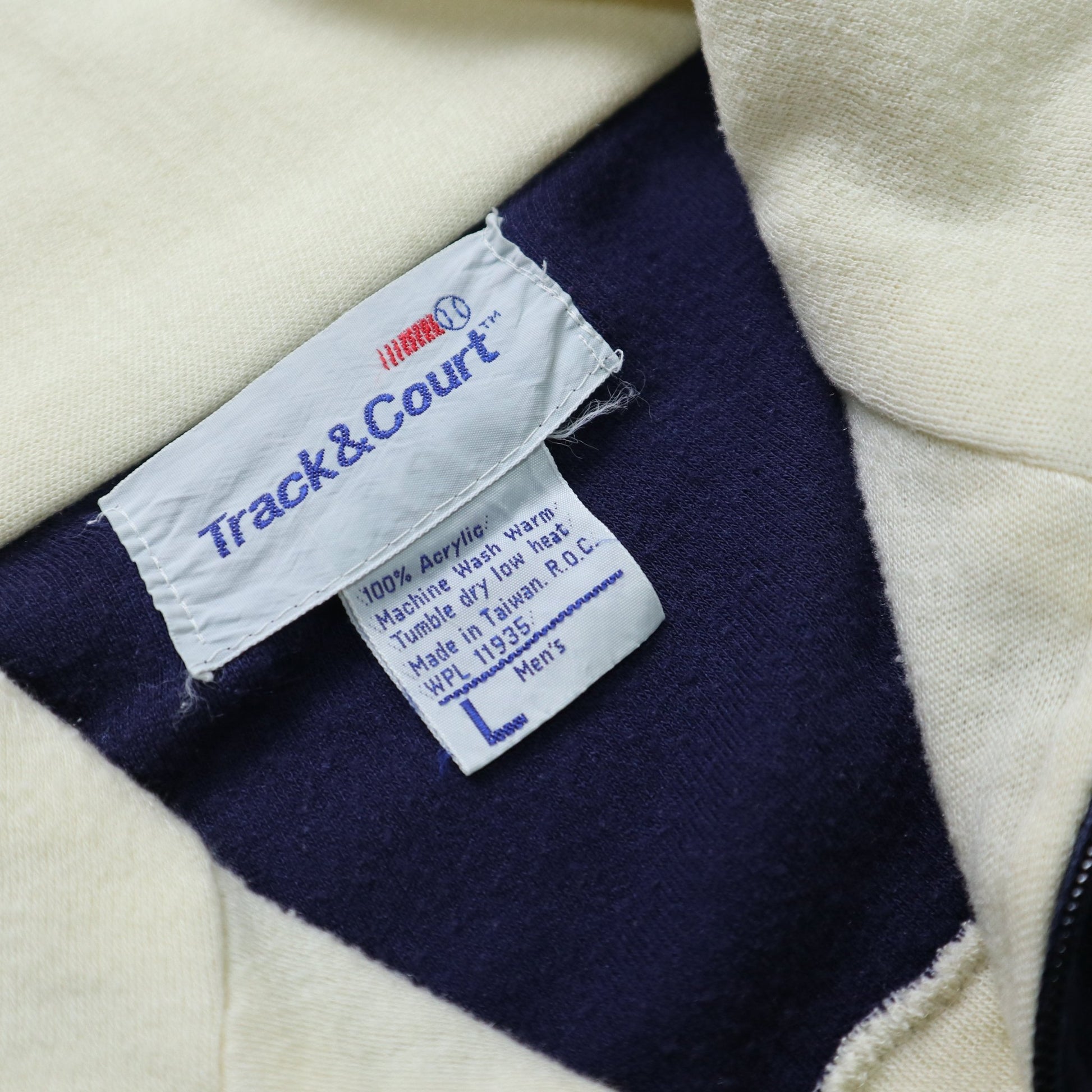 80s Track&court 台灣製 米x藍雙拼色運動外套 - 富士鳥古著