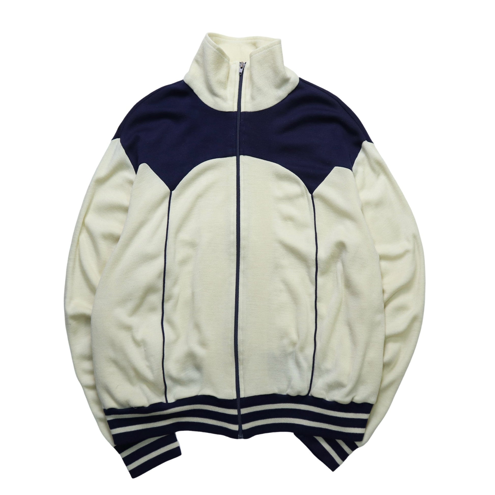 80s Track&court 台灣製 米x藍雙拼色運動外套 - 富士鳥古著