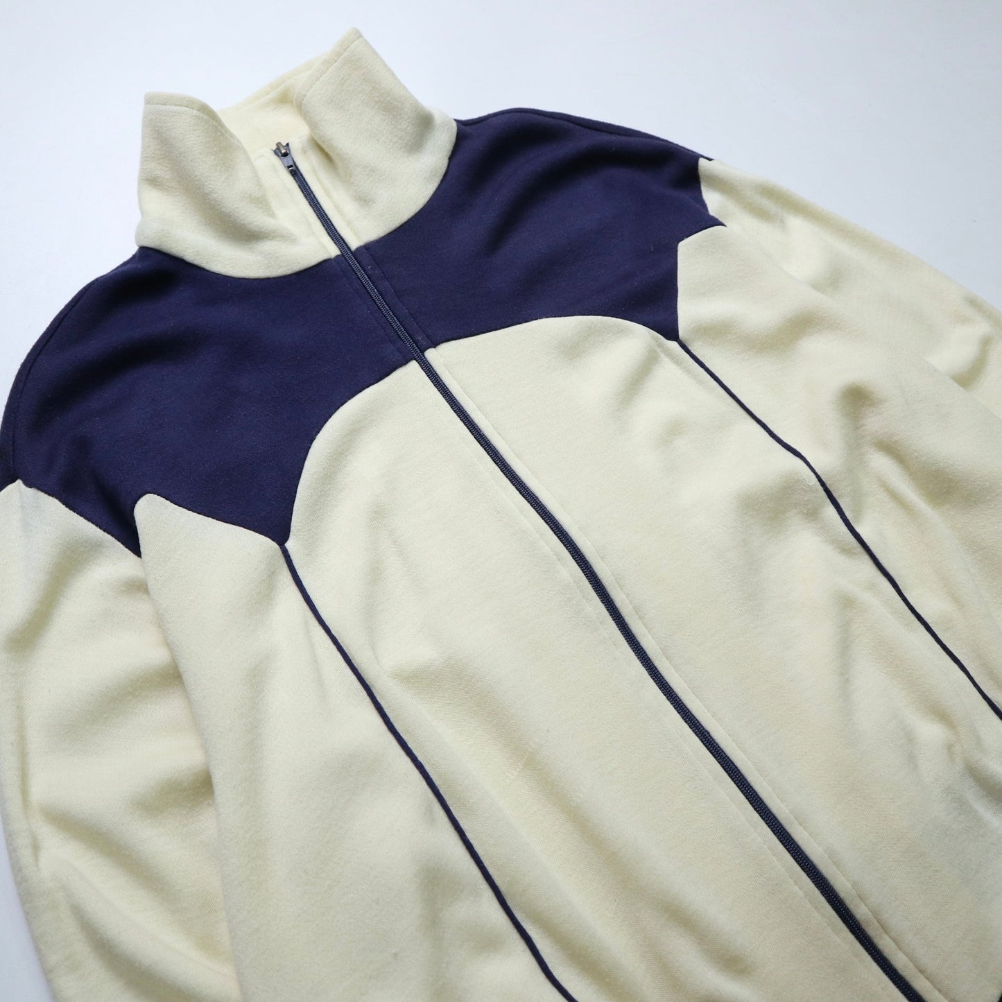 80s Track&court 台灣製 米x藍雙拼色運動外套 - 富士鳥古著