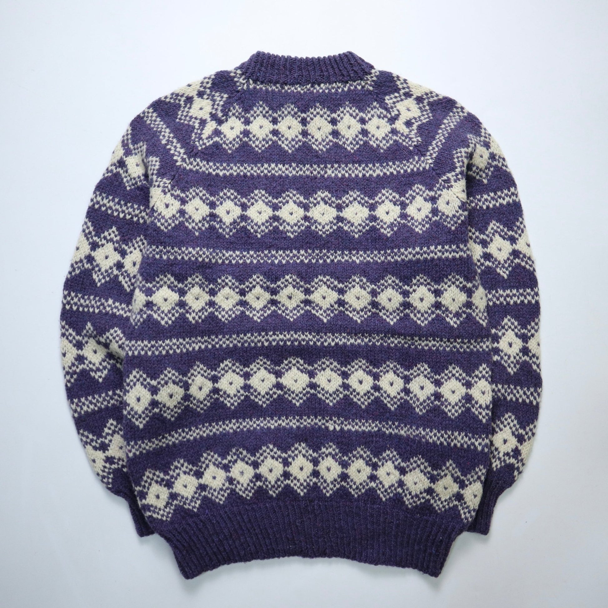 80s 加拿大製 Yarn Point Crafts 手工製·紫色羊毛圖騰毛衣 - 富士鳥古著