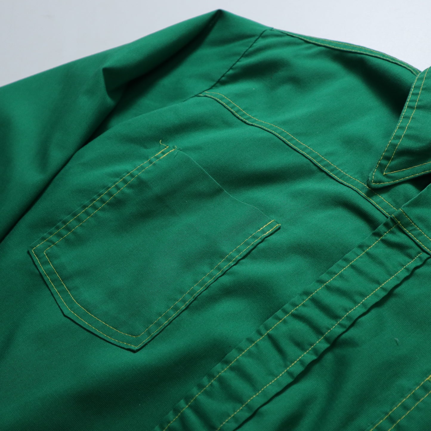 1970s green chain embroidered arrow collar work shirt Union made