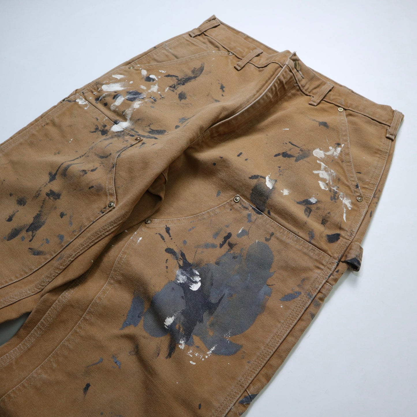 (31W)美國製 Carhartt double knee 棕色潑漆工作褲
