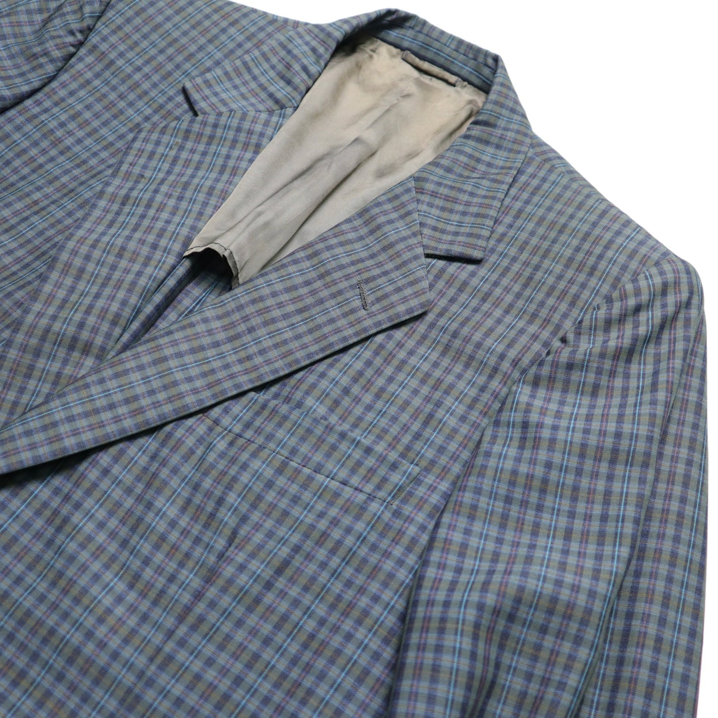 1990s Burberrys 藍灰色格紋西裝外套