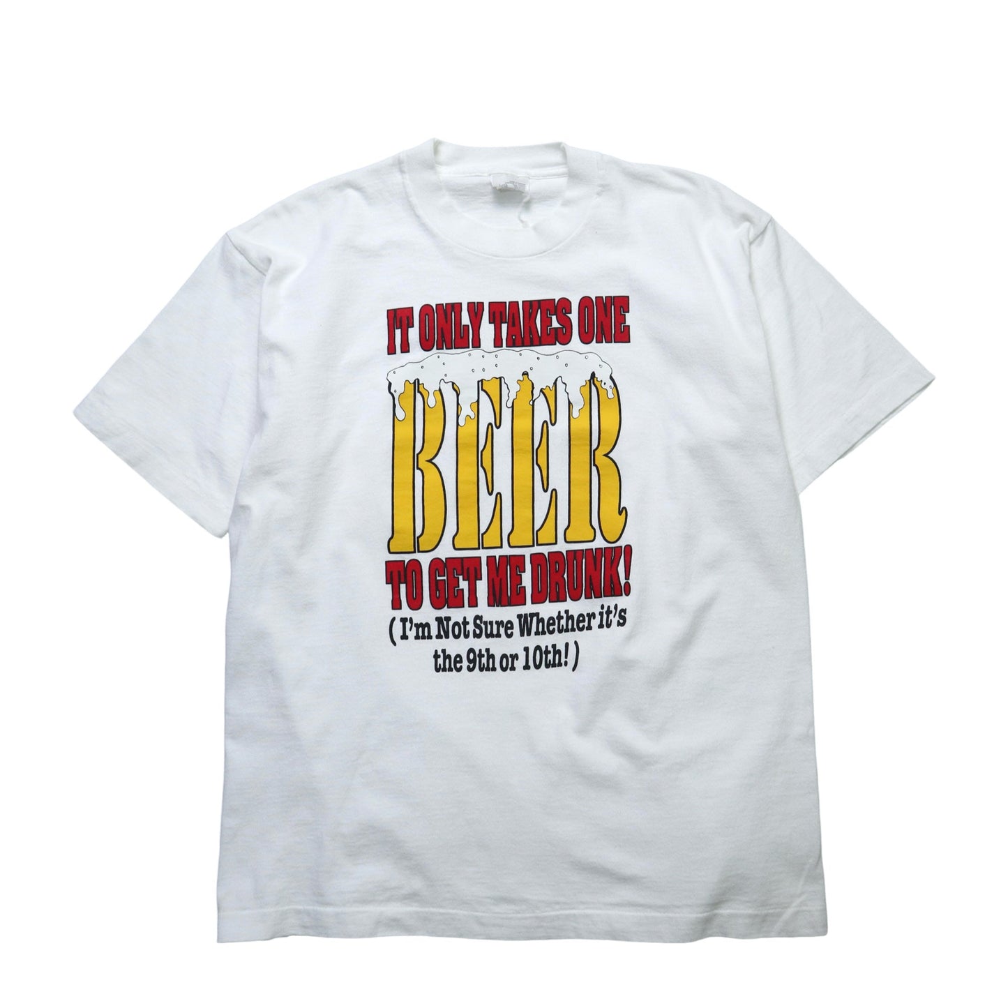 90s 加拿大製 BEER 幽默字語 白色純棉tee - 富士鳥古著