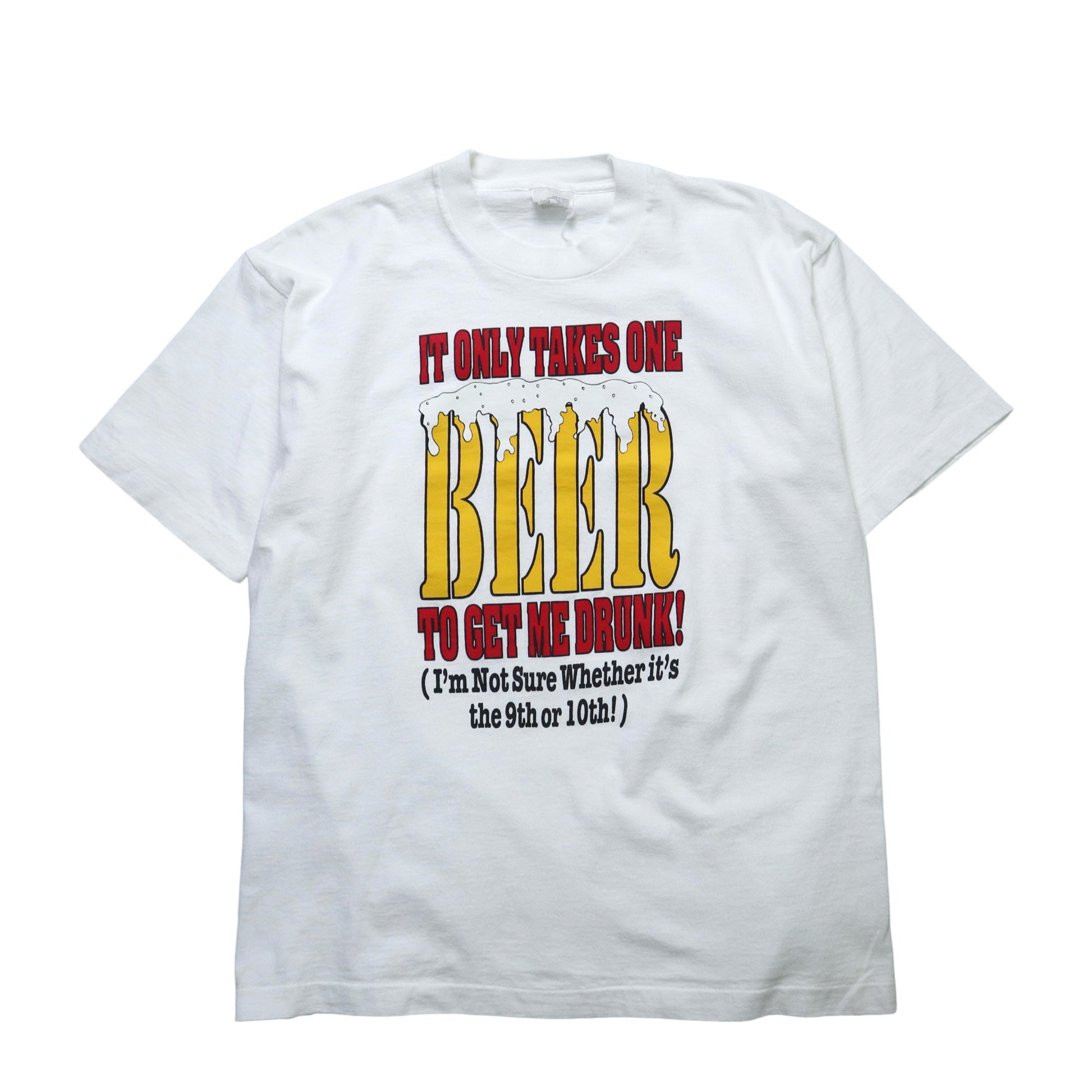90s 加拿大製 BEER 幽默字語 白色純棉tee - 富士鳥古著