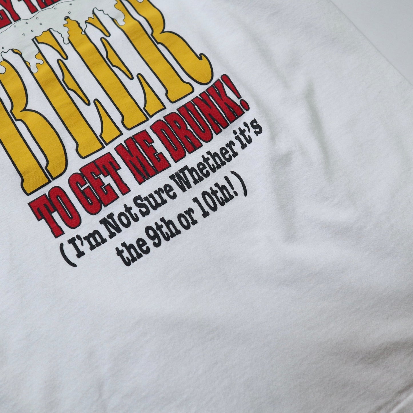 90s 加拿大製 BEER 幽默字語 白色純棉tee - 富士鳥古著