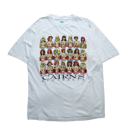 90s Cairns Australia 手繪印花嘲諷tee - 富士鳥古著