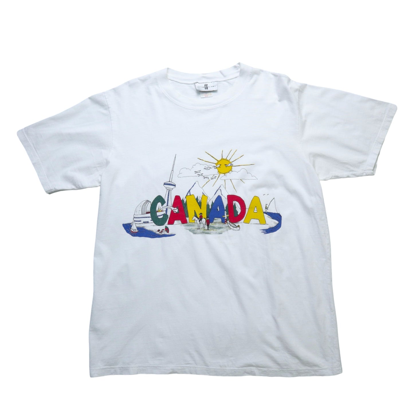 90s Canada 彩色字母tee - 富士鳥古著