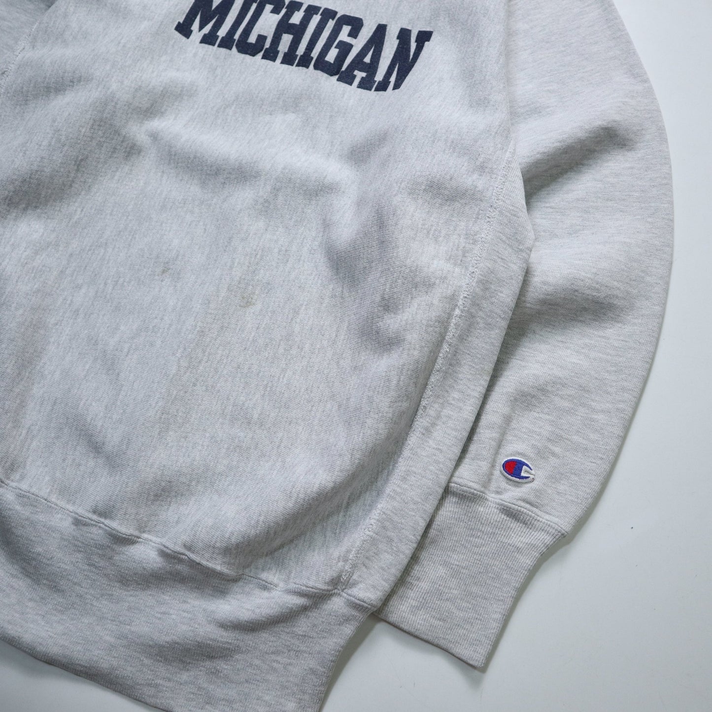 90s Champion 美國製 Reverse Weave Michigan 灰色衛衣 - 富士鳥古著