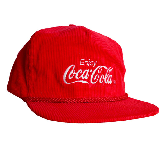 90s 台灣製 Coca Cola 紅色燈芯絨卡車司機帽 - 富士鳥古著