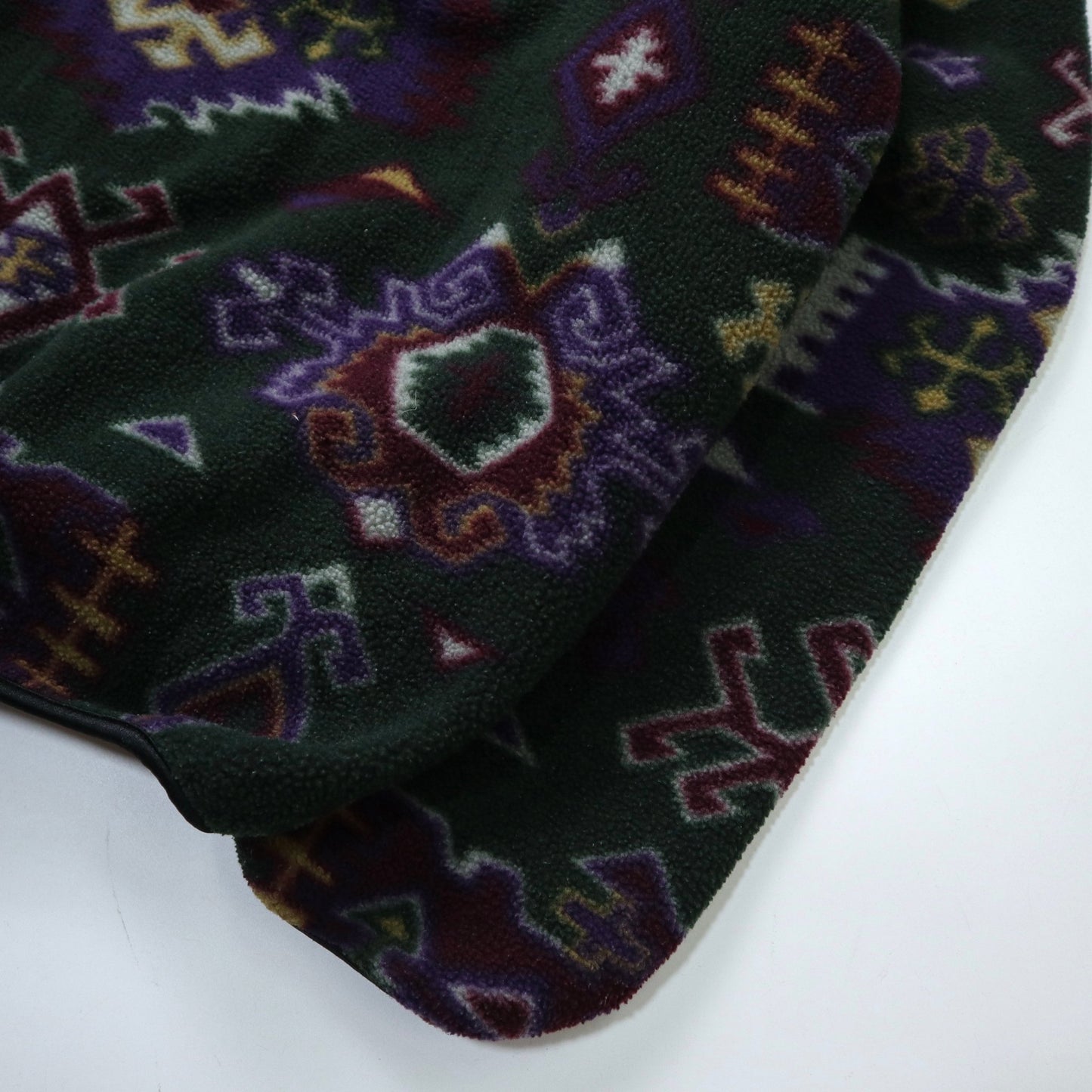 90s Columbia 美國製 綠底幾何圖騰抓毛絨套頭衫 - 富士鳥古著