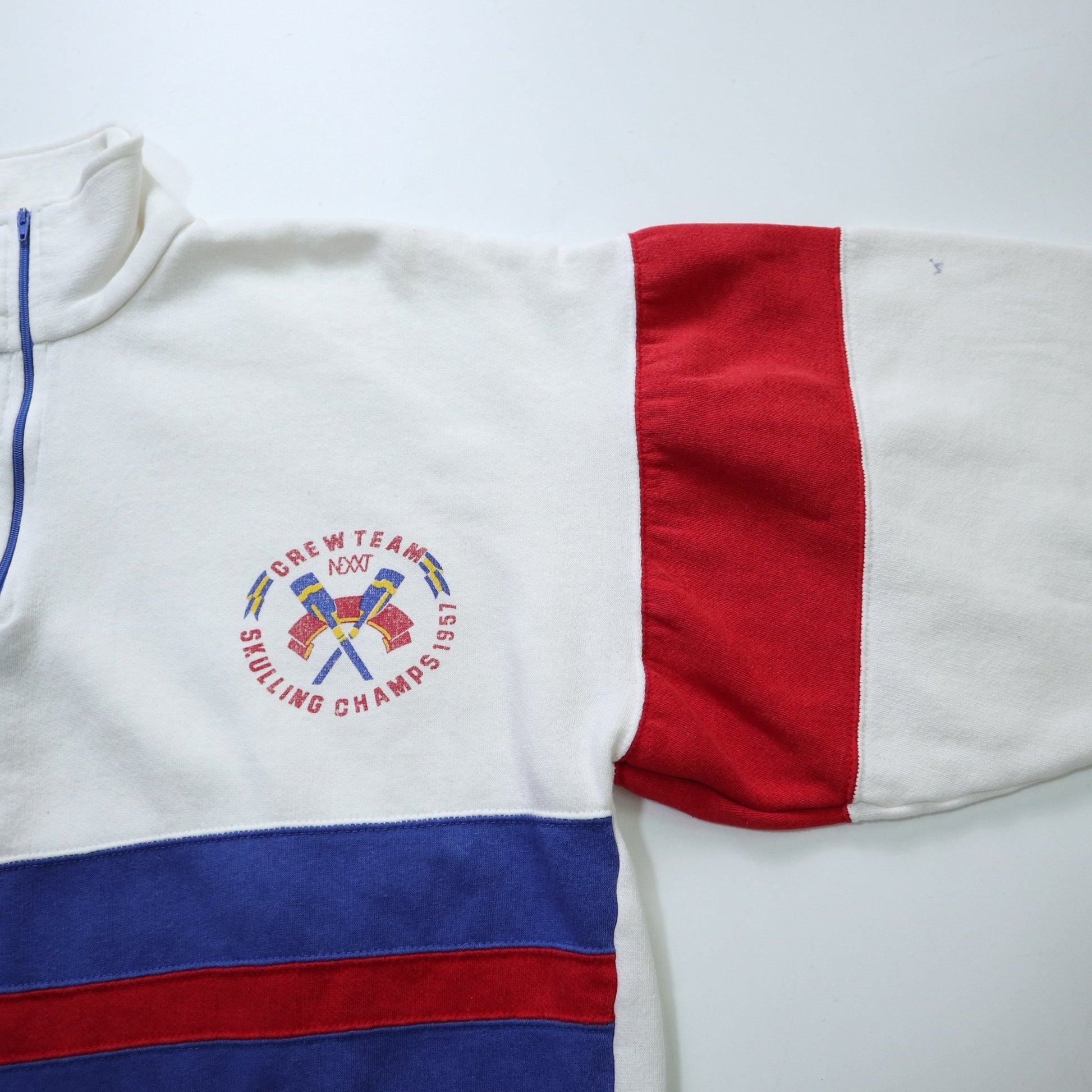 90s Crew Team 划船隊拼色半拉鍊運動衛衣 - 富士鳥古著